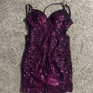 Black and Purple Sequin Dress